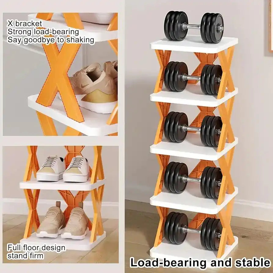 Multicolor ABS Plastic Shoe Rack with 6 Shelves